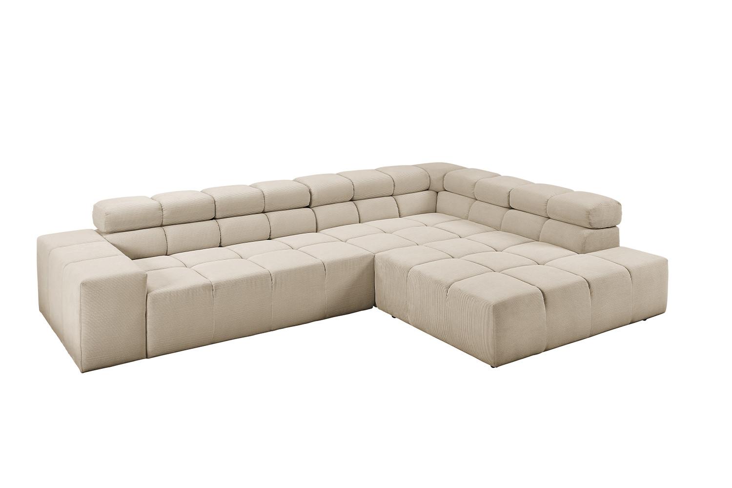 ECKSOFA NEVADA Beige Cord - Beige/Schwarz, Kunststoff/Textil (319/215cm) - KAWOLA
