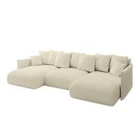 WOHNLANDSCHAFT mit Schlaffunktion und Bettkasten ONESK-U 317x177x72 Beige Bouclé - Hellbraun/Creme, Holzwerkstoff/Kunststoff (317/72/177cm) - ALTDECOR