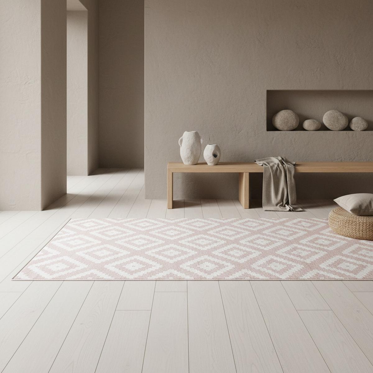 TEPPICH Kurzflor INN in Rosa, geometrisch, 120 x 170 cm - Rosa, Textil (170/120cm) - KADIMA DESIGN