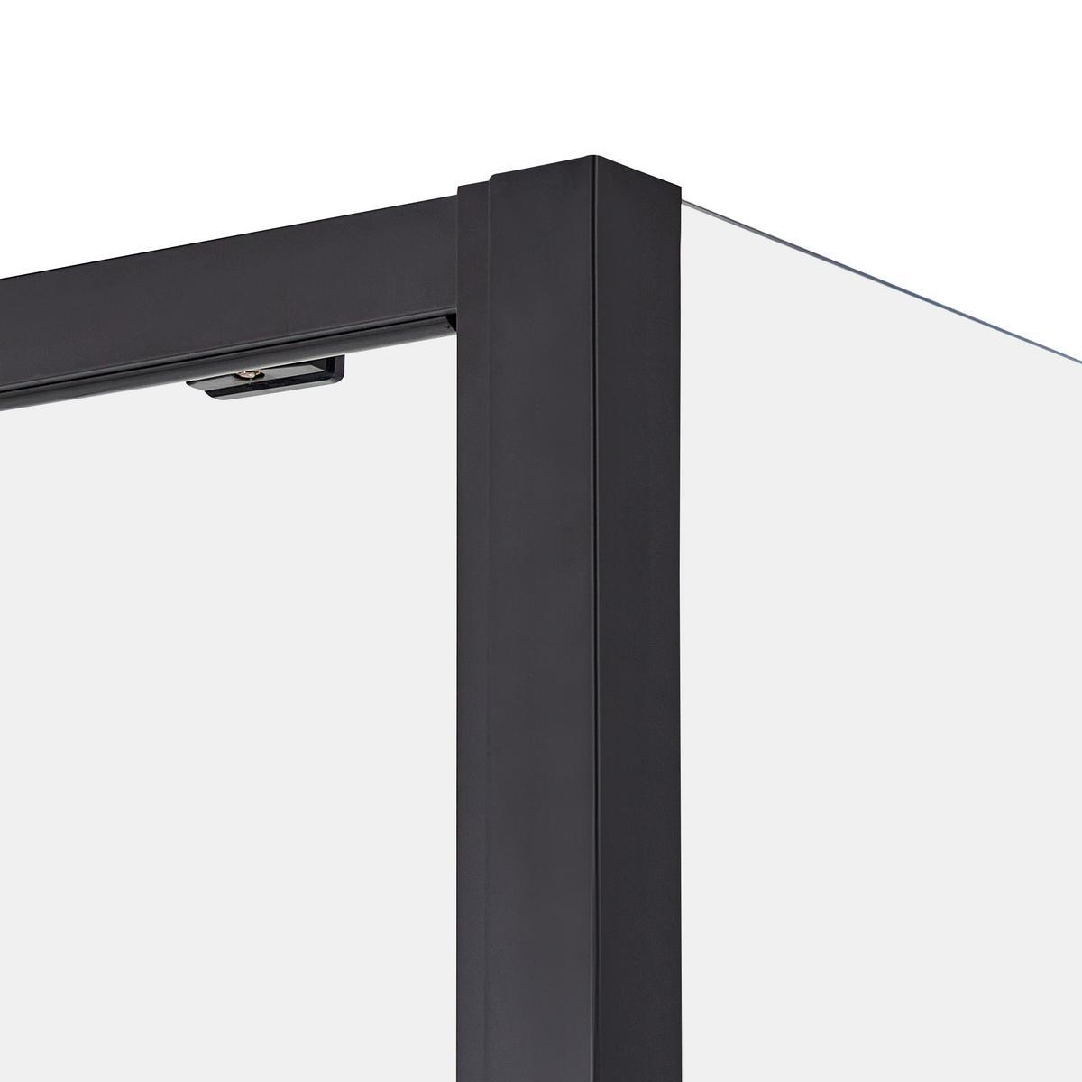 DUSCHKABINE 80/100/185 cm Schwarz Yoro - Transparent/Schwarz, Glas (80/100/185cm) - Beliani