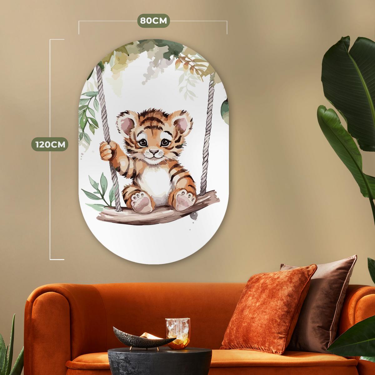 WANDBILD Tiger - Tier - Kinder - Dschungel Deko Groß 80x120 cm - Dunkelorange, Kunststoff (80/120cm) - MuchoWow