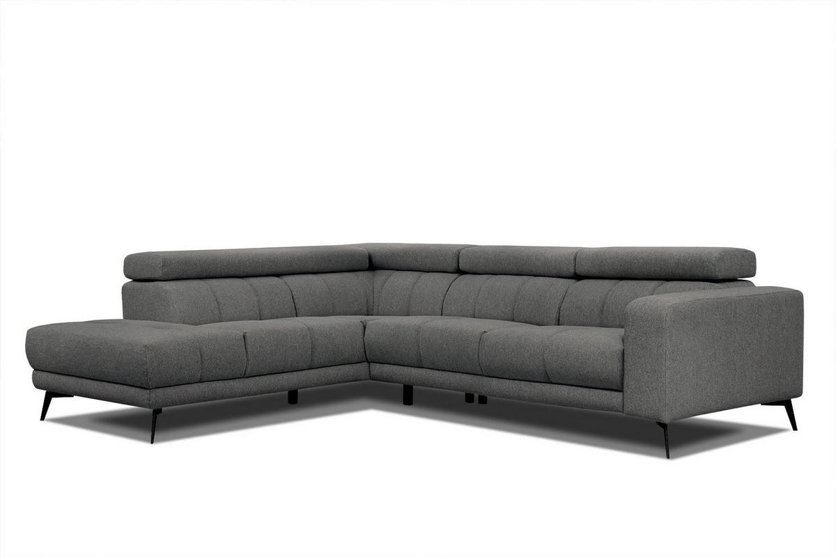 ECKSOFA MORELLO 5-Sitzer, dunkelgrau - Dunkelgrau/Schwarz, Holzwerkstoff/Textil (158/269cm) - Wozimo