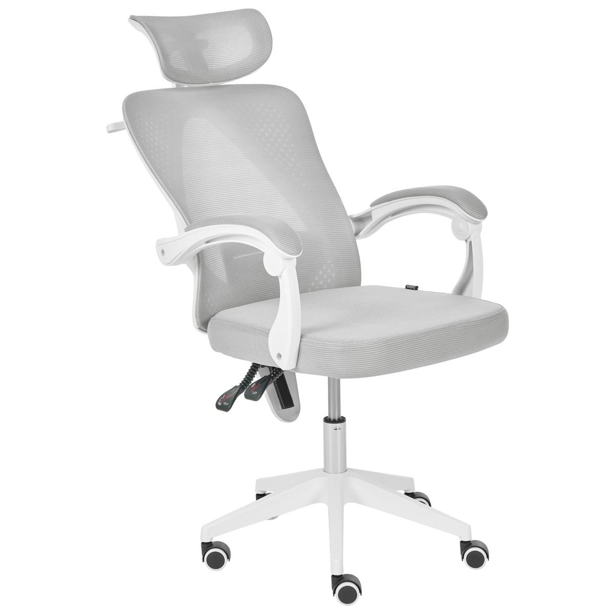 BÜROSTUHL Hellgrau Seranev - Weiß/Grau, Textil (60/115/60cm) - Beliani