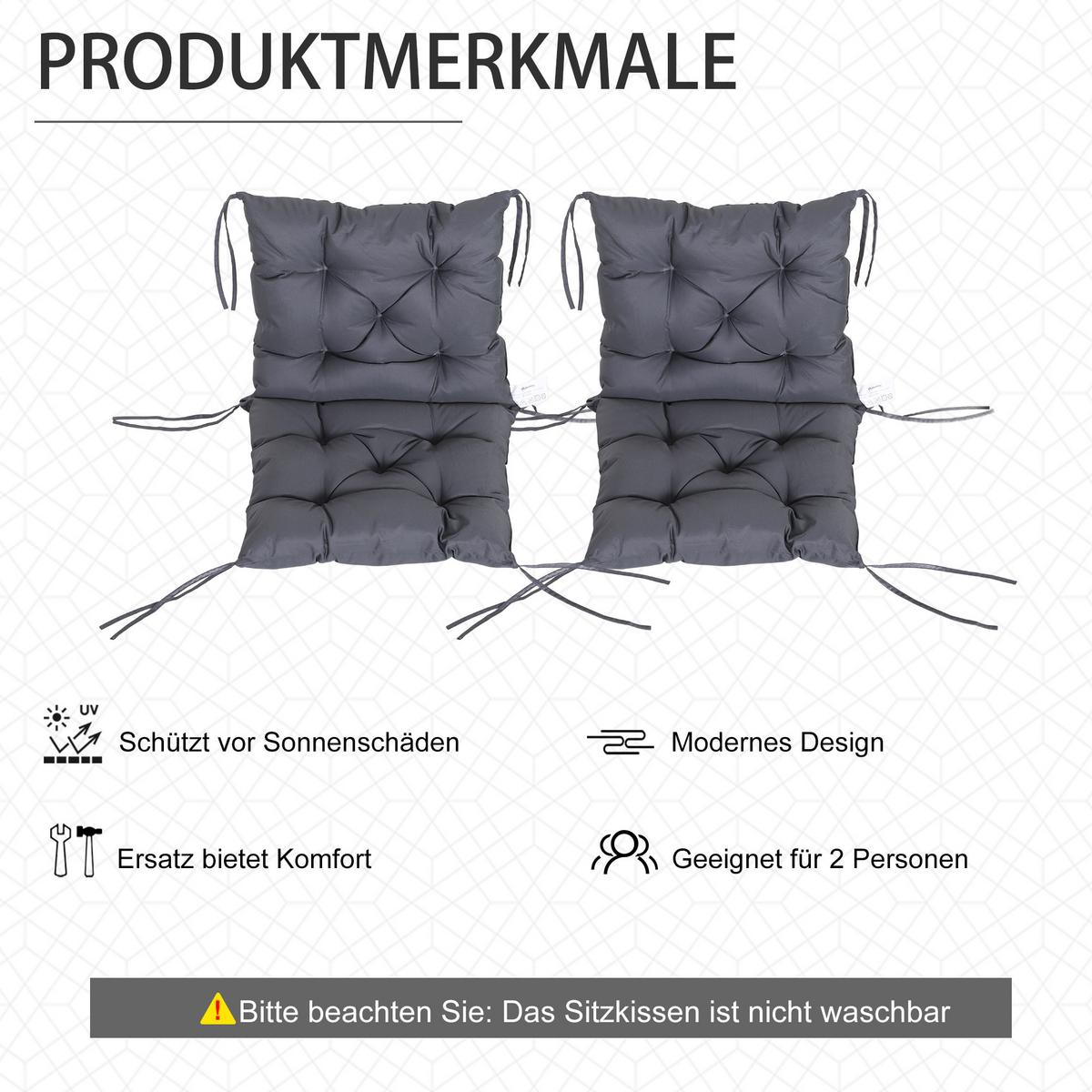 SITZKISSEN, Oxford, Schaumstoff, Grau - Grau, Textil (50/8/98cm) - Outsunny
