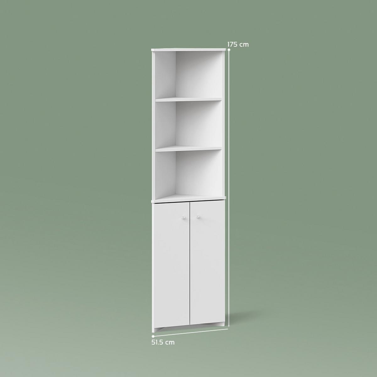 BADSCHRANK Fucino Weiß 52 x 175 cm Eckschrank mit 2 Türen - Weiß, Holzwerkstoff (52/175/36cm) - Livinity®
