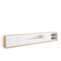 LOWBOARD, Weiß und Eiche Soft, 310/37/50cm - Weiß, Holzwerkstoff (310/50/37cm) - Skraut Home