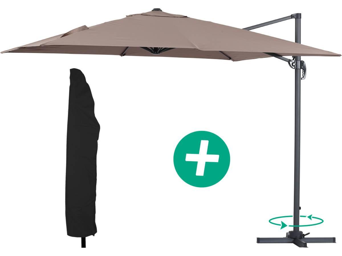 SONNENSCHIRM sun 3 Taupe - Taupe, Metall (300/300cm) - Habitat Garten
