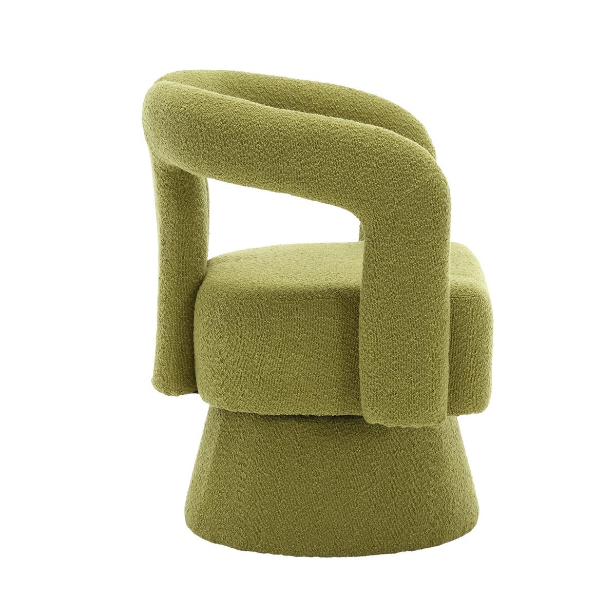 DREHSESSEL 360° Boucle Akzentstuhl Polstersessel für Wohnzimmer & Büro - Olivgrün, Textil (67/74/55cm) - Urban Meuble
