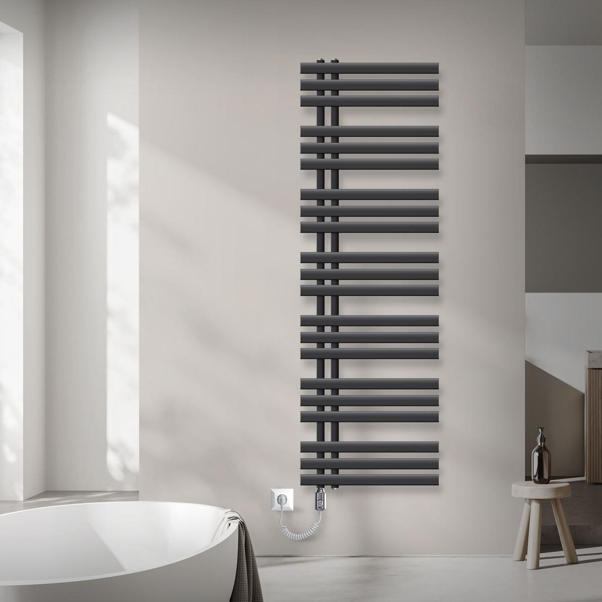 BADHEIZKÖRPER elektrisch Iron EM 500x1600 mm Anthrazit mit Heizstab 1200W - Anthrazit, Metall (50/160/3cm) - LuxeBath