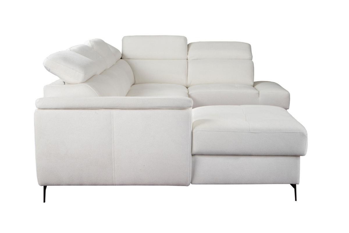 WOHNLANDSCHAFT VOLA Weiß Velours-Stoff mit Schlaffunktion - Weiß, Holz (348/105/199cm) - MASSENO