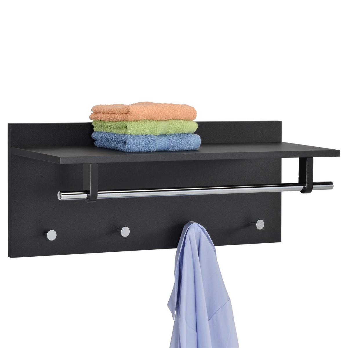 WANDGARDEROBE ULF schwarz - Schwarz, Holzwerkstoff (75/30/26cm) - IDIMEX