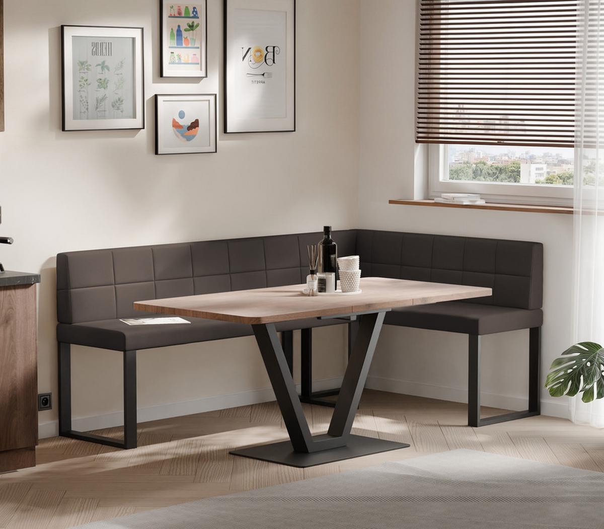 ECKBANK rechts SANA U Kunstleder gesteppt, 142/196 cm Braun - Braun, Kunststoff/Textil (142/196cm) - Idohome