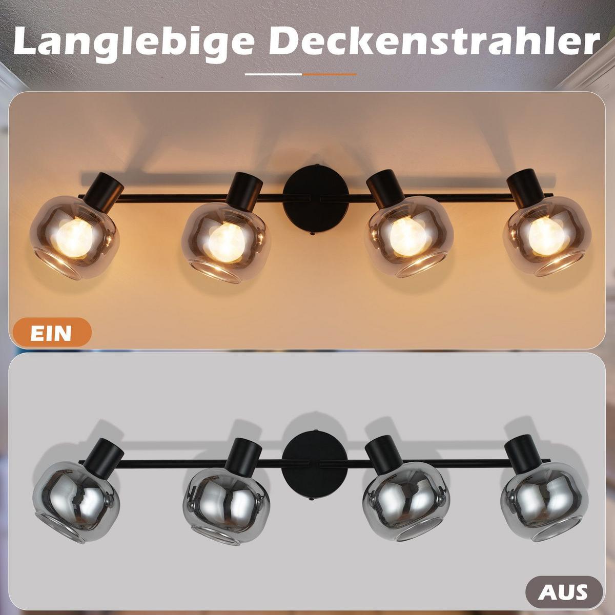 DECKENSTRAHLER Cottbus 4-flammig 62.5/11/19.5 cm - Schwarz, Metall (62.5/11/19.5cm) - Nettlife