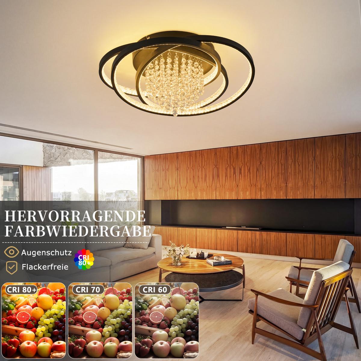 LED DECKENLEUCHTE Mivoris 48/25/20 cm - Schwarz, Metall (48/25/20cm) - ZMH