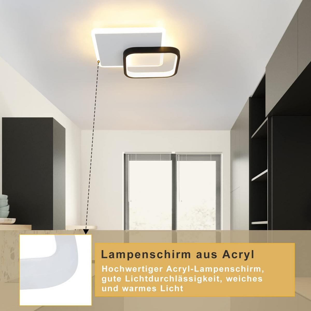 DECKENLEUCHTE Eirlysyn 24/24/6 cm - Schwarz, Metall (24/24/6cm) - ZMH