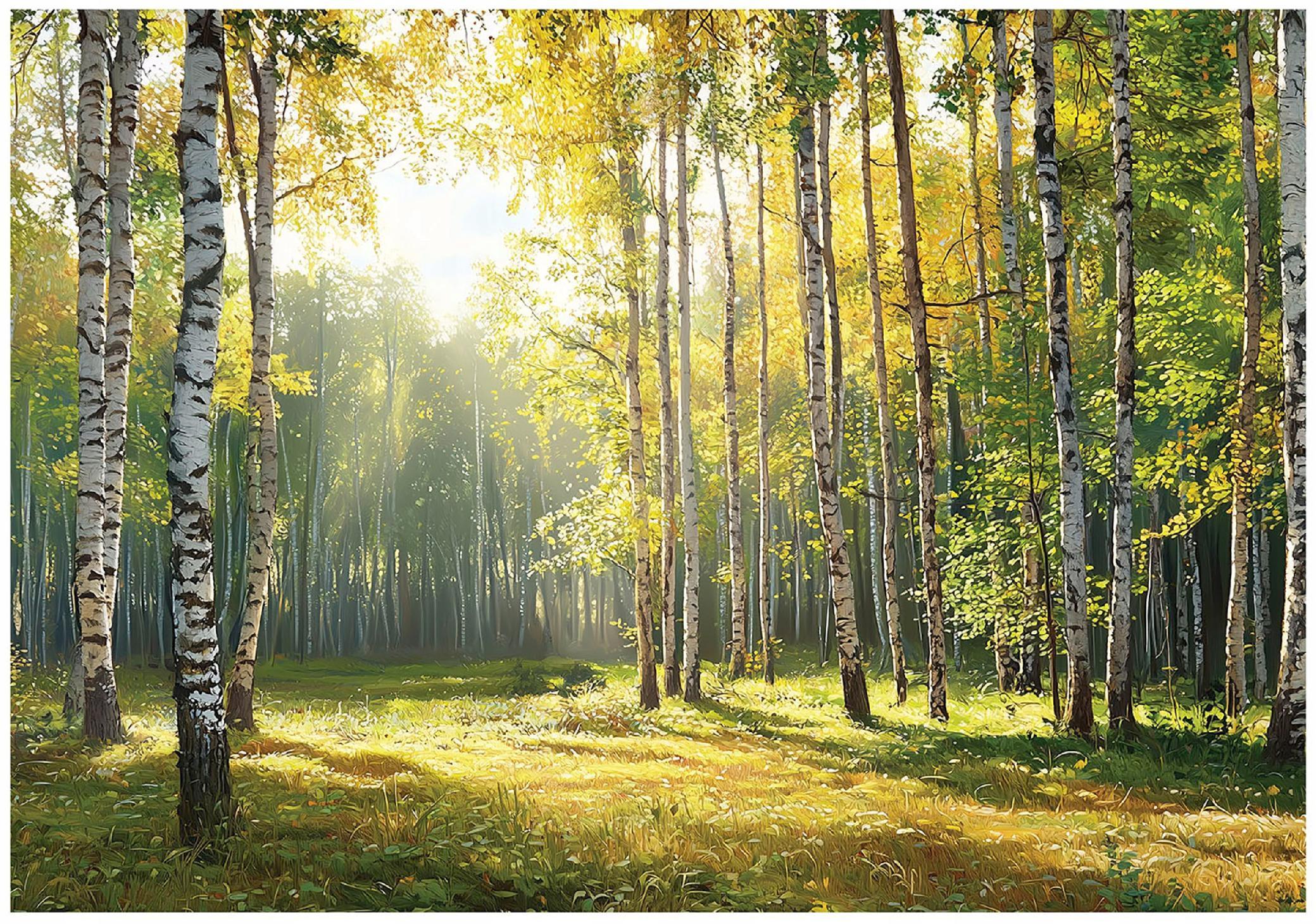 FOTOTAPETE 3D Effekt Wald Wohnzimmer 400x280 - Multicolor, Papier (400/280cm) - Wallarena