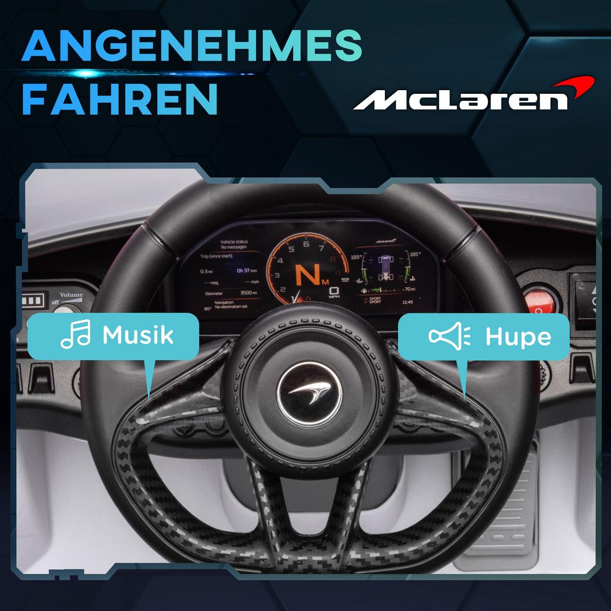 KINDER Elektroauto 12 V Kinderauto mit 2,4G Fernbedienung, MP3 Musik Weiß - Weiß, Metall (113/68/44cm) - AIYAPLAY