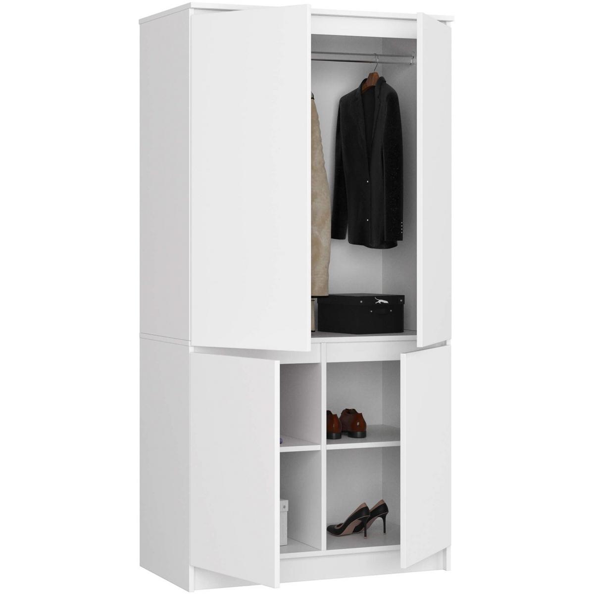 KLEIDERSCHRANK Weiß 180/90/51 - Weiß, Holzwerkstoff (90/180/51cm) - RAUMHIRSCH FURNITURE