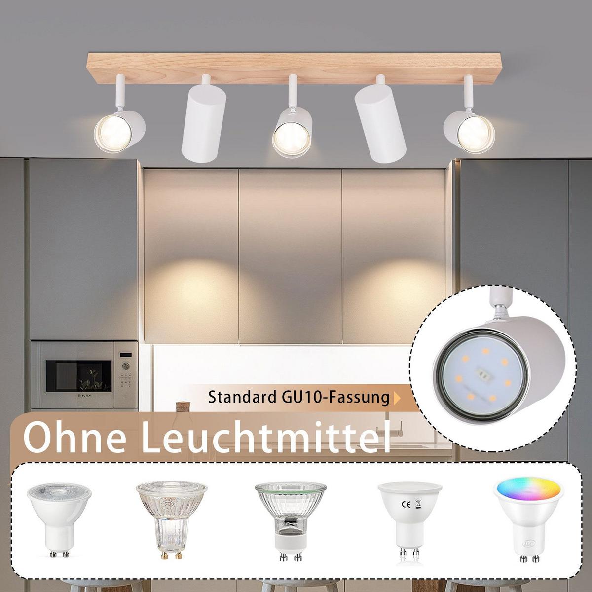 DECKENSTRAHLER Glorielle 10.5/14.3/63 cm - Weiß, Holz (63/10.5/14.3cm) - ZMH