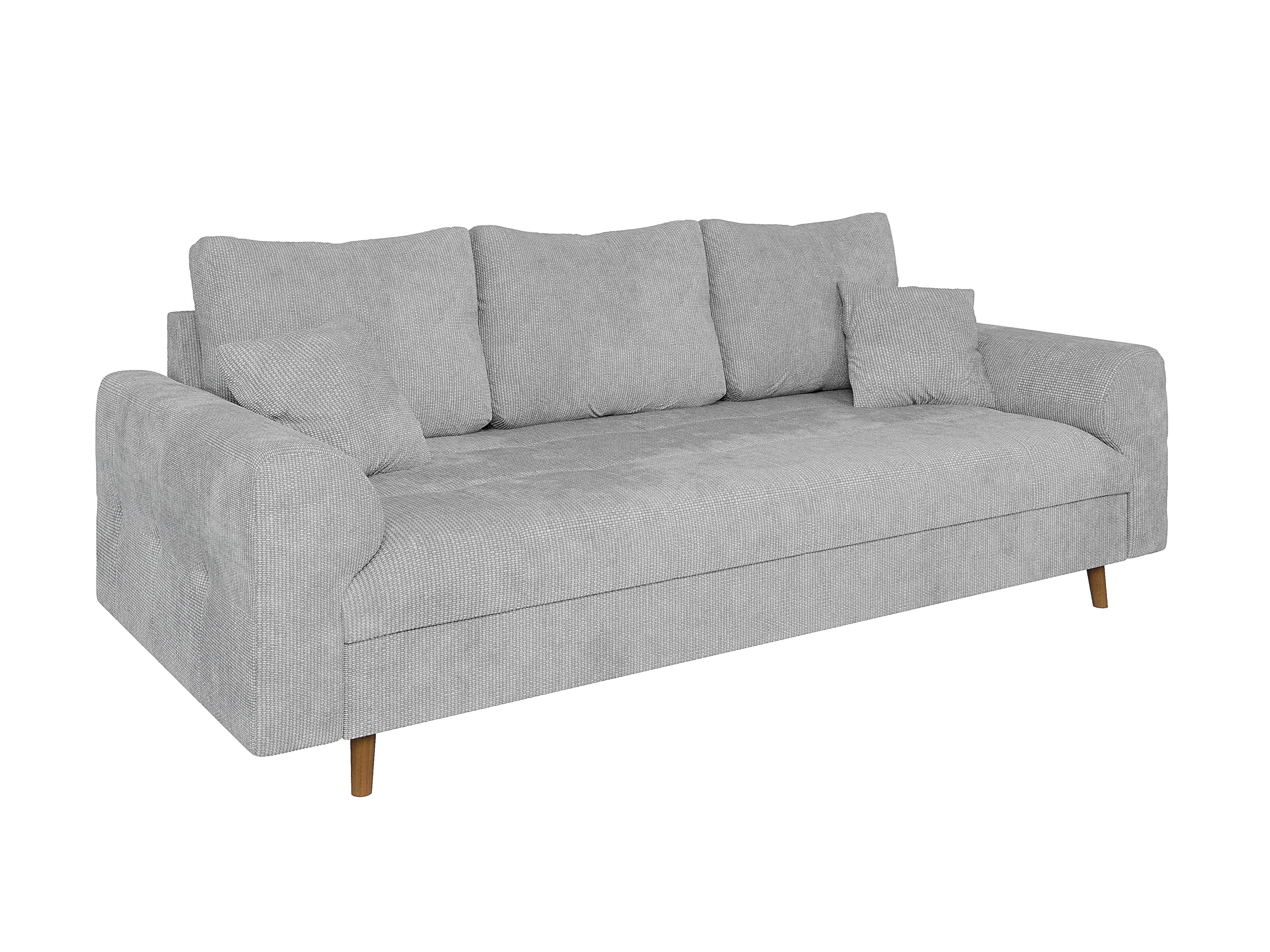 3-SITZER-SOFA Sigurd Hellgrau Chenille - Hellgrau/Braun, Holz/Textil (210/81/93cm) - S-Style Möbel