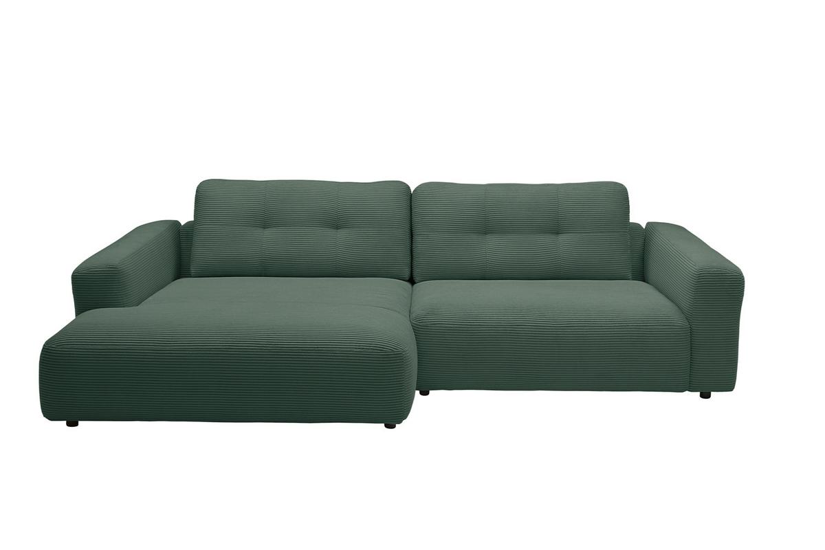 ECKSOFA XL MIKA Smaragdgrün Cord - Smaragdgrün/Schwarz, Kunststoff/Textil (296/167cm) - KAWOLA