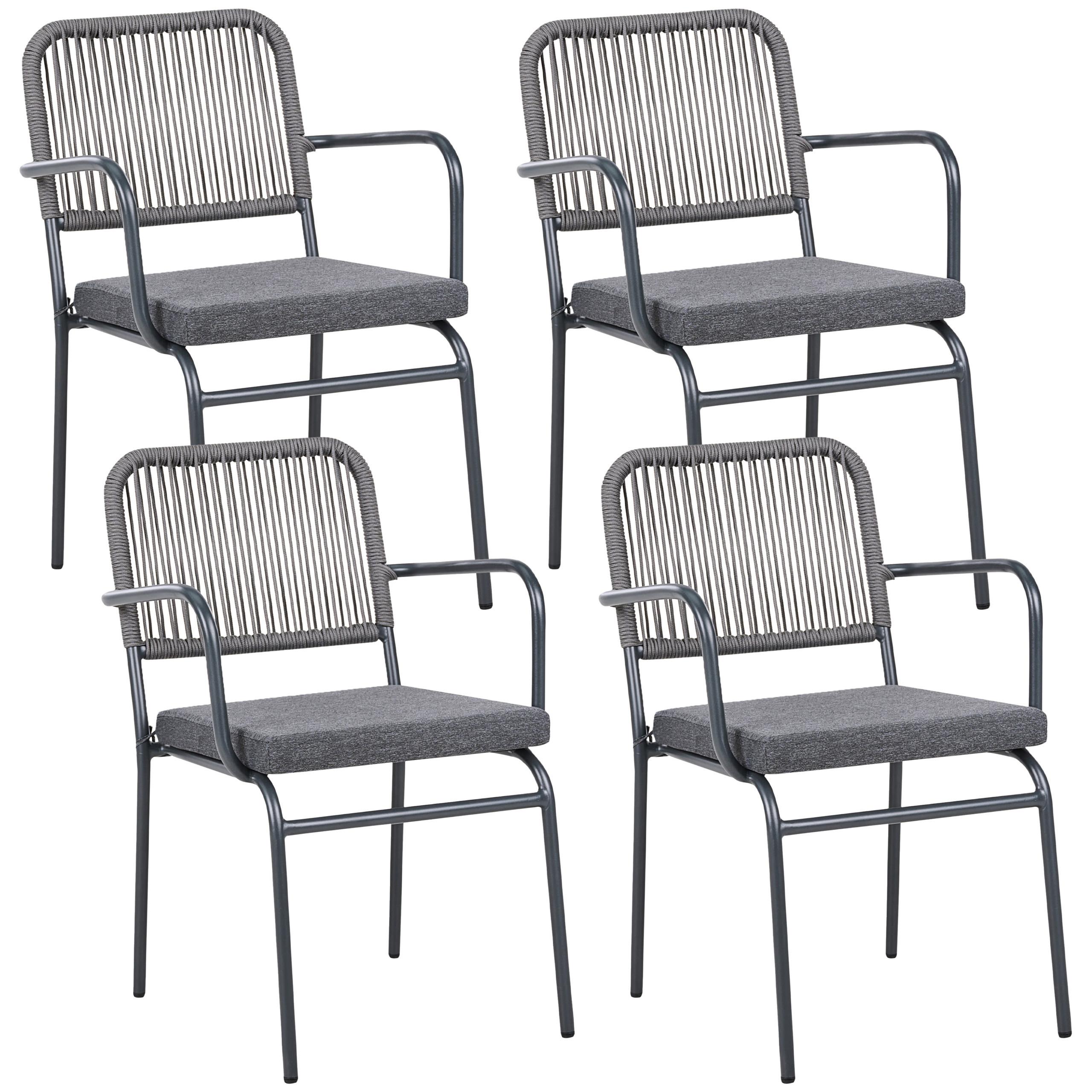 GARTENSTUHL 4er-Set Grau Taceno - Grau, Metall (46/82/52cm) - Beliani
