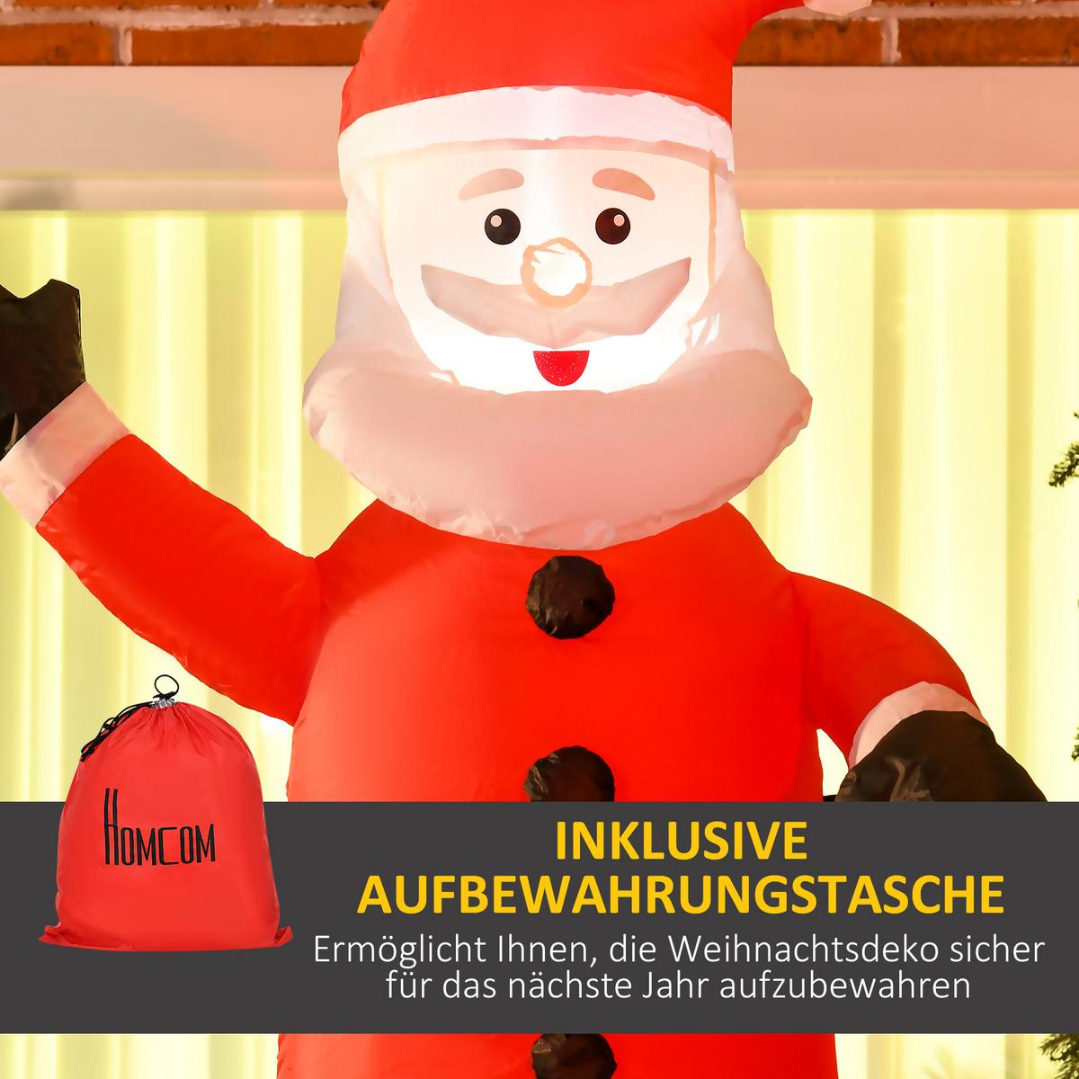 WEIHNACHTSDEKO 2,10 m Weihnachtsmann mit Schornstein aufblasbar LED-Beleuchtung - Multicolor, Kunststoff (70/210/80cm) - HOMCOM