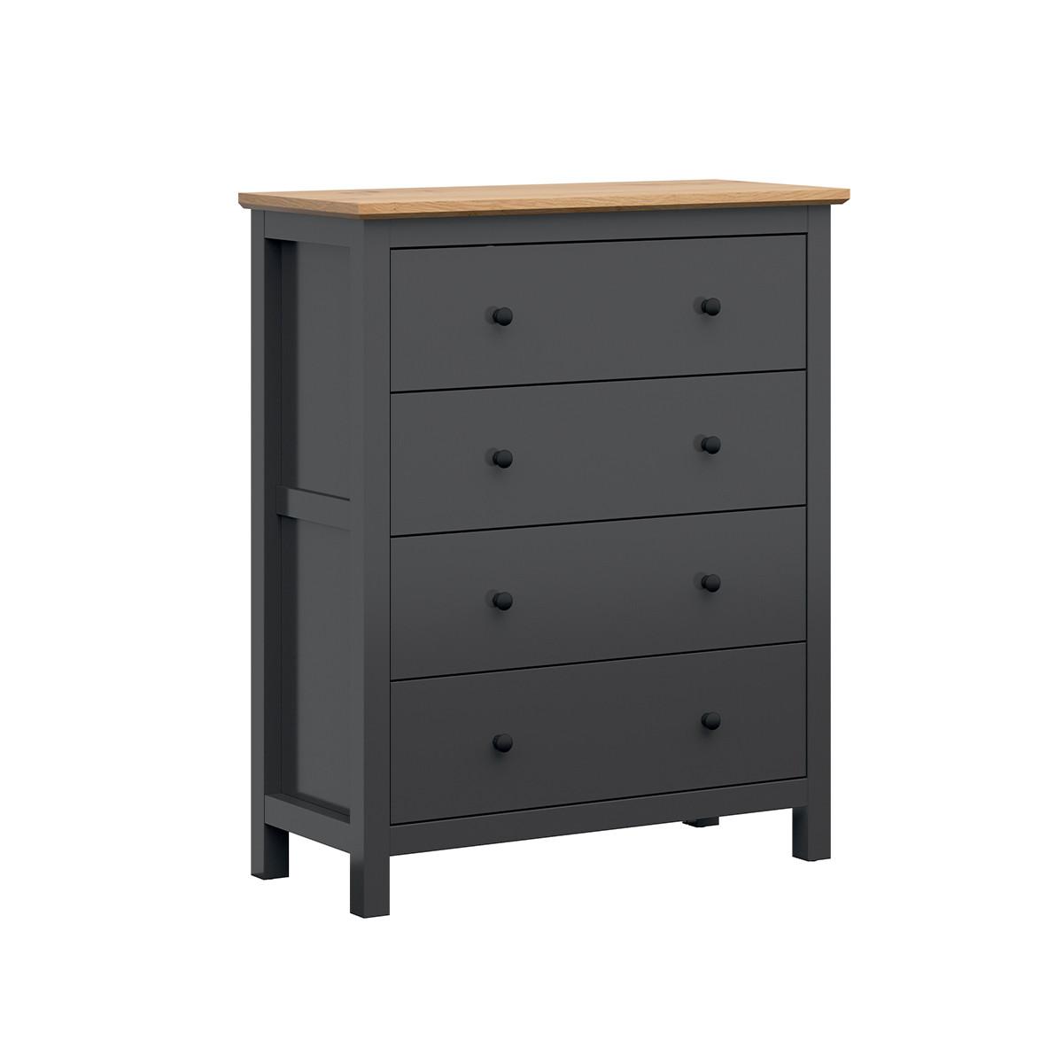 KOMMODE Duck Anthrazitgrau und Holz - Grau, Holzwerkstoff (101/120/44cm) - Petits-meubles