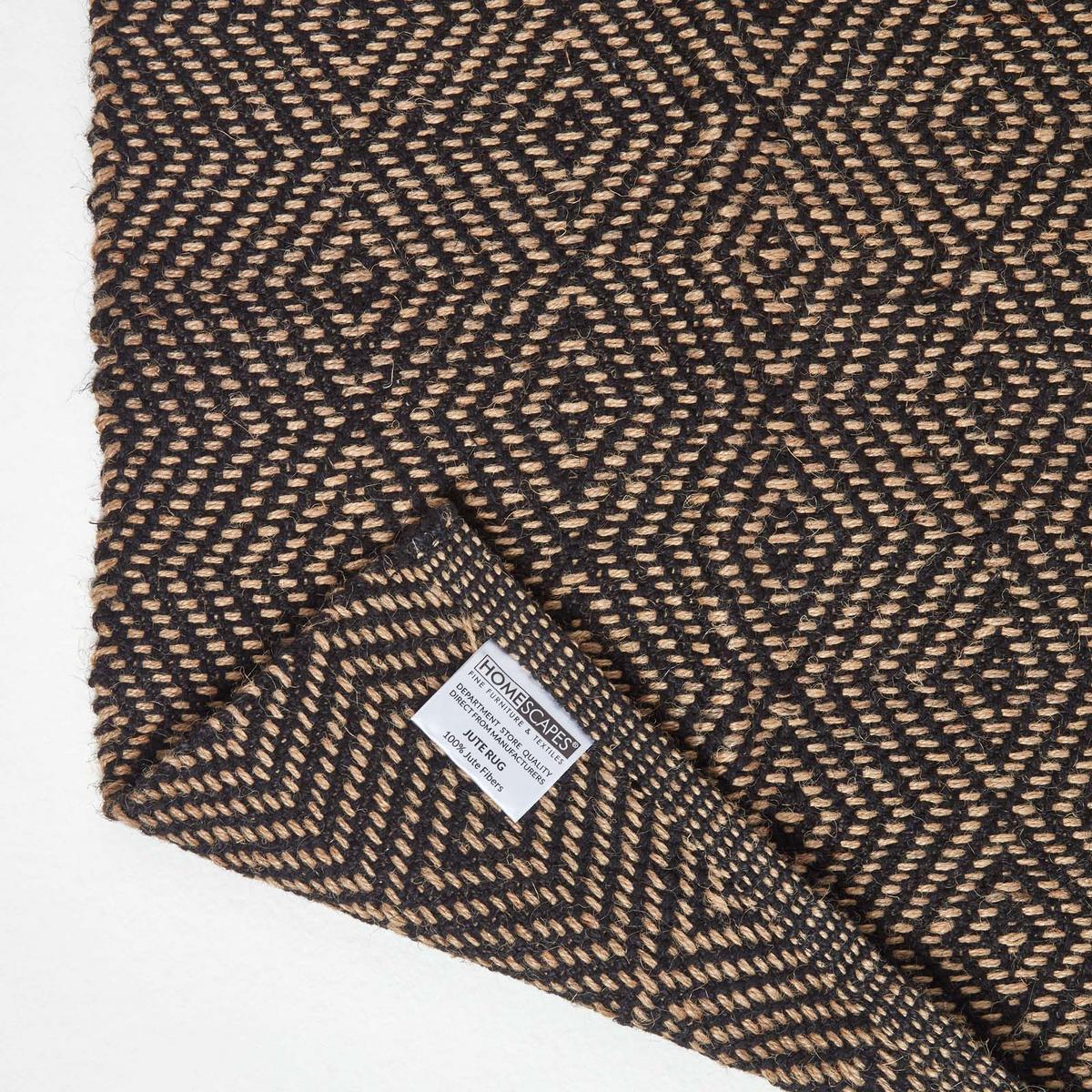 JUTETEPPICH-LÄUFER geometrisch gemustert 66/200 cm - Schwarz, Naturmaterialien (66/200cm) - Homescapes