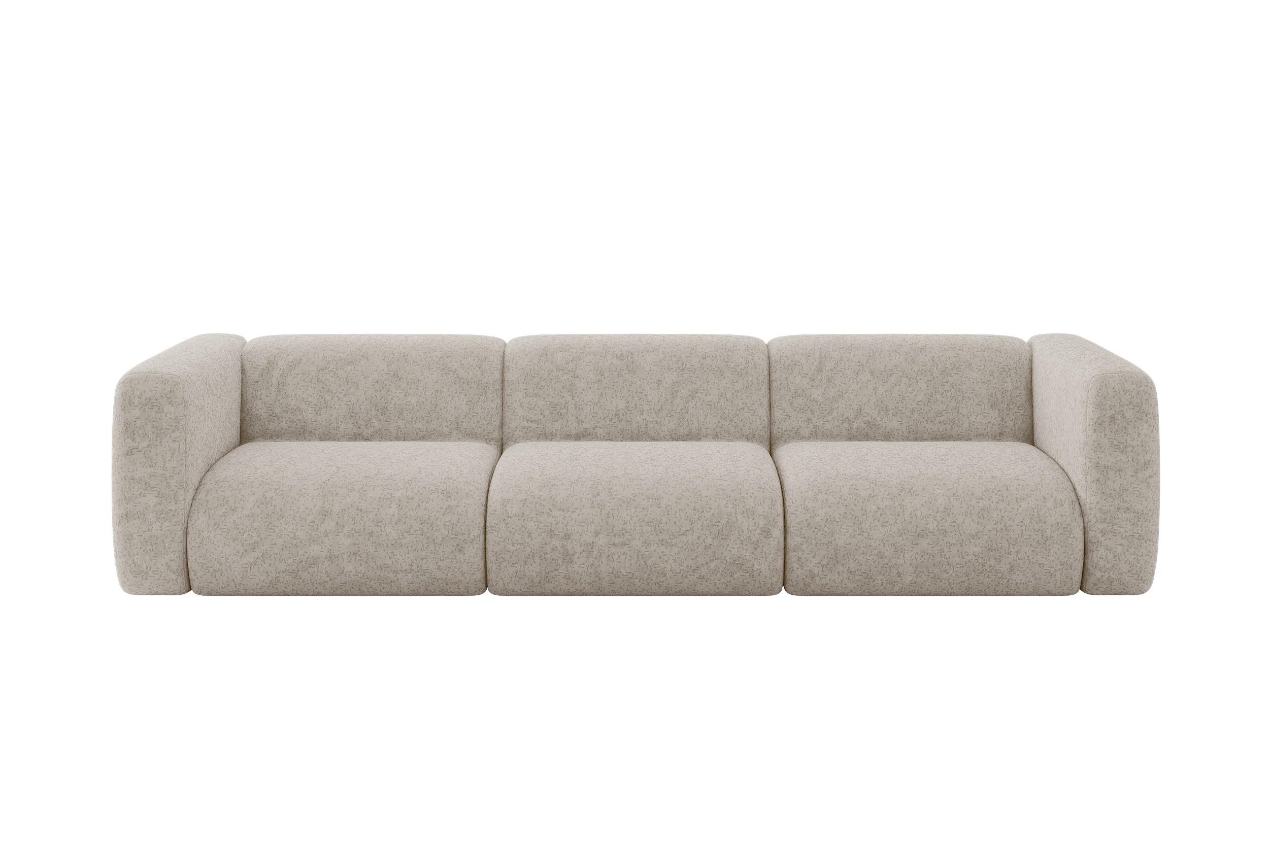 MODULARES Sofa 3-SITZER MIRA-S2 319x89x70 Beige cm Velours - Beige/Schwarz, Holzwerkstoff/Kunststoff (319/70/89cm) - ALTDECOR