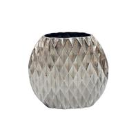 TISCHVASE BERLENGA, Aluminium, handgefertigt, Silber, 33,5 x 12,5 x 32 cm - Silberfarben, Metall (32cm) - KADIMA DESIGN