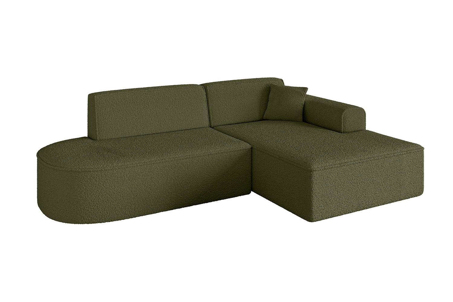 ECKSOFA Ottomane Rechts IREA-L1-v3 - 232x165x77 cm Grün - Platinfarben, Holzwerkstoff/Textil (232/165cm) - ALTDECOR