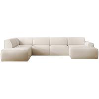 WOHNLANDSCHAFT Bouvi Creme links - Creme/Schwarz, Kunststoff/Textil (378/220cm) - Selsey