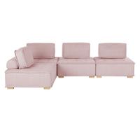 ECKSOFA Modul 4-Sitzer rechtsseitig Rosa Stoff Tibro - Pink/Braun, Textil (300/200cm) - Beliani