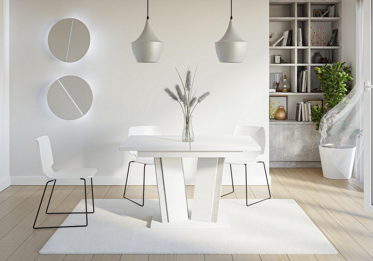 ESSTISCH SAMAR Ausziehbar 120 - 160 / 80 x 76 cm - Weiß, Holz (120/80/76cm) - MASSENO