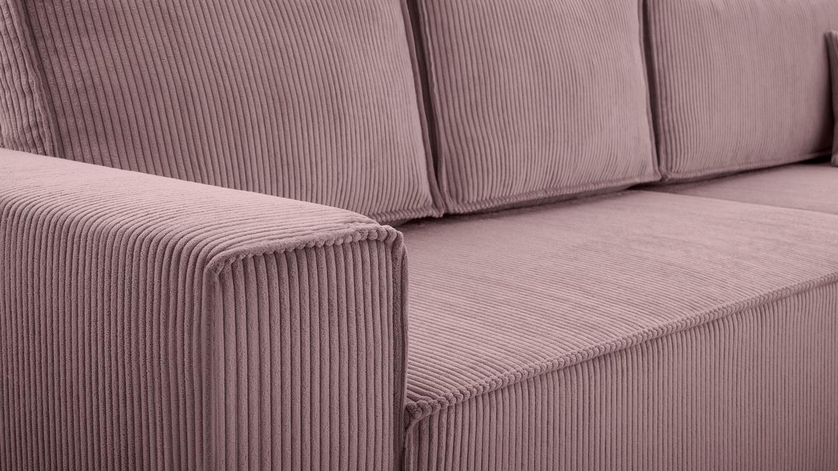 ECKSOFA L Form Cedria Lavendel 287/145/85 cm mit Schlaffunktion - Hellrosa/Schwarz, Kunststoff/Textil (287/145cm) - AX Living