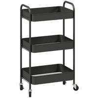 KÜCHENWAGEN Stahl Schwarz - Schwarz, Metall (30.6/79/45cm) - HOMCOM