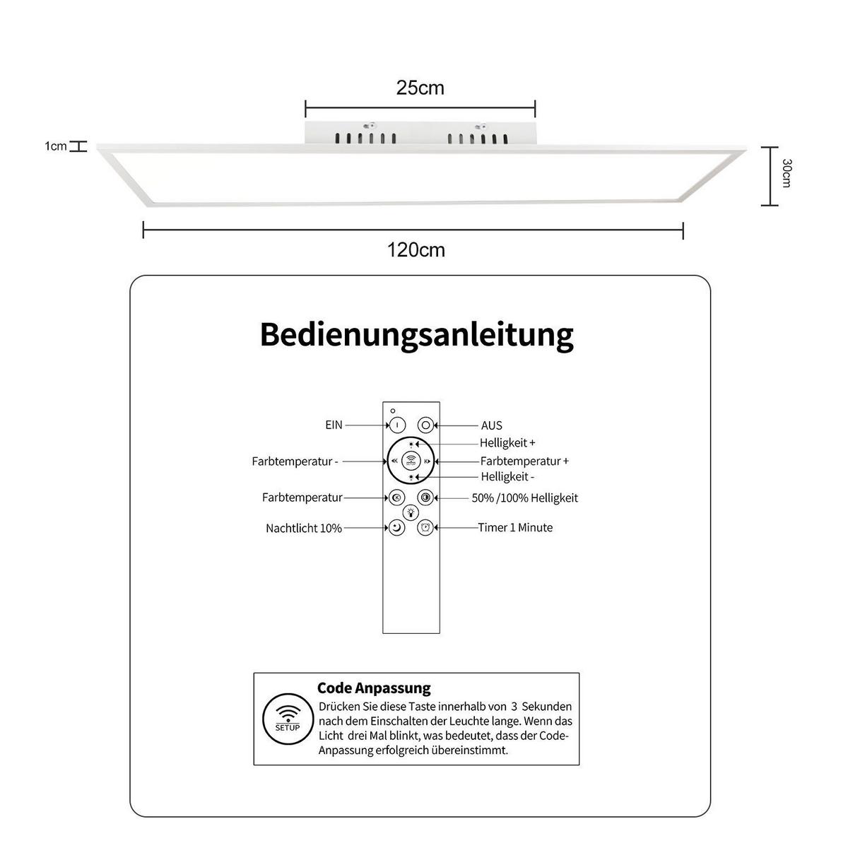LED-DECKENLEUCHTE Tannfluch 30.0/5.5/120.0 cm - Weiß, Metall (120/30/5.5cm) - ZMH