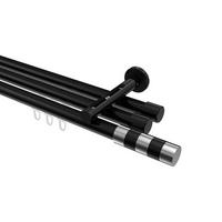 GARDINENSTANGE INNENLAUF Siteno Mavell 400 cm (geteilt in 2 x 200 cm), 3-läufig, 20 mm Ø Schwarz - Chromfarben/Schwarz, Metall (400cm) - INTERDECO