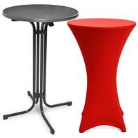 STEHTISCH Bellini Ø 70cm Grau mit Stella Stehtischhusse Ø 70cm Rot - Rot, Metall (70/70/110cm) - Beautissu 
