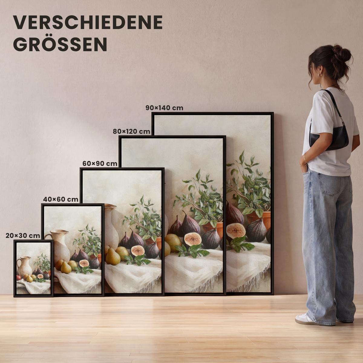 LEINWAND Bilder mit Rahmen - Obst - Kräuter - Ländlich - 20x30 - Naturfarben, Textil (20/30cm) - MuchoWow