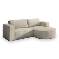 ECKSOFA SORELA P R-S Creme Kordstoff mit Schlaffunktion - Creme, Holz (263/174cm) - MASSENO