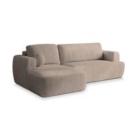 ECKSOFA SENTI P L-S Beige Kordstoff mit Schlaffunktion - Beige/Schwarz, Holz/Kunststoff (246/148cm) - MASSENO