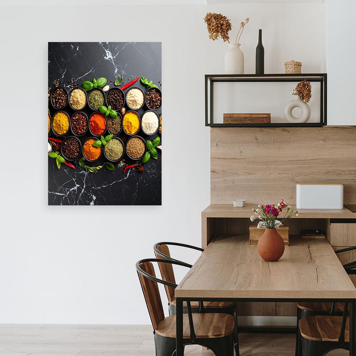 LEINWANDBILD Küchenkräuter und Gewürze 80x120cm - Multicolor, Textil (80/120cm) - Feeby