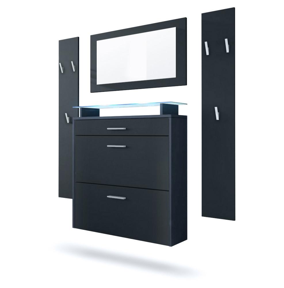 GARDEROBE Malea Fronten in Schwarz matt - Schwarz, Holzwerkstoff (180/180/23cm) - Vladon