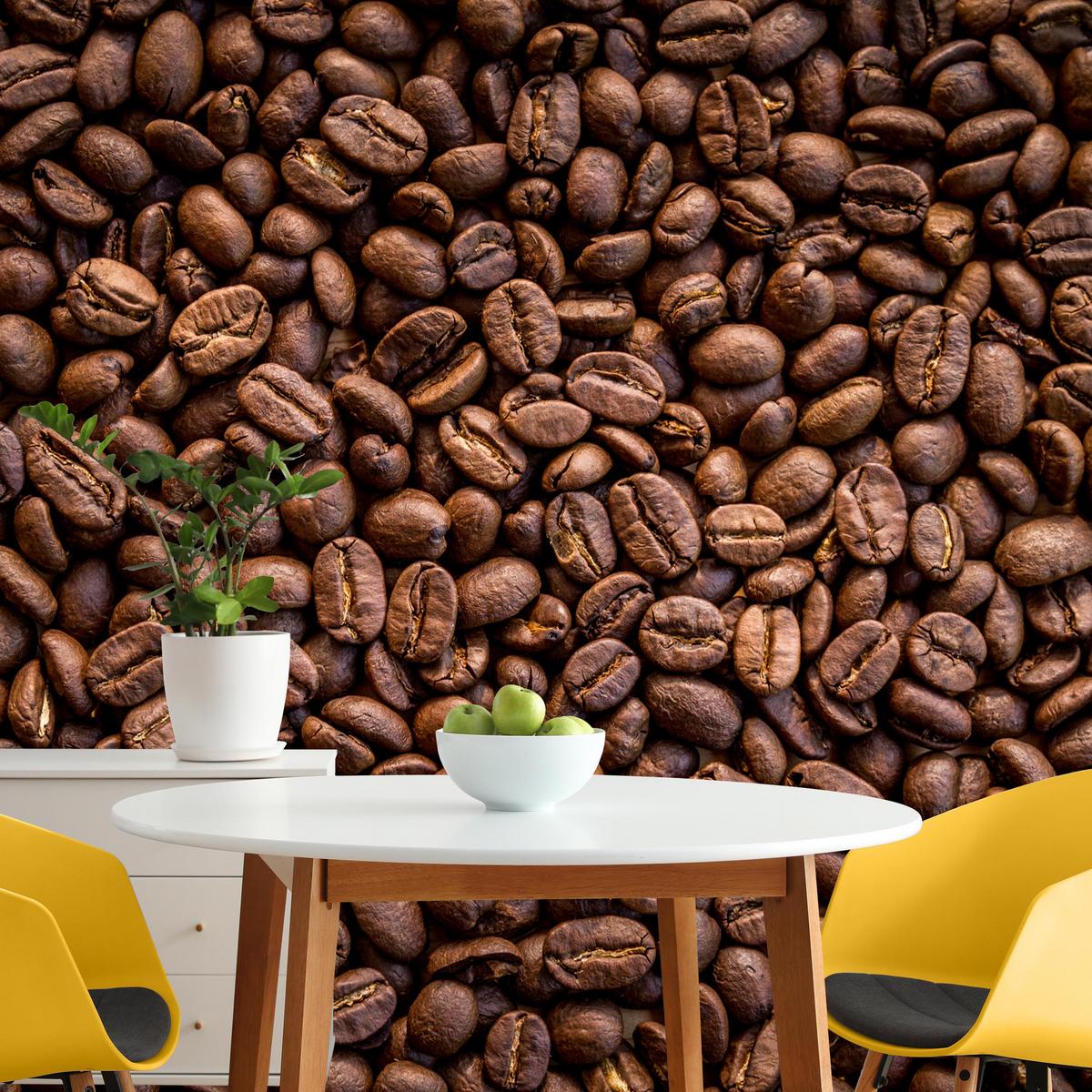 FOTOTAPETE für Esszimmer Kaffee Kaffeebohnen 3D 400x280 - Braun, Papier (400/280cm) - Muralo