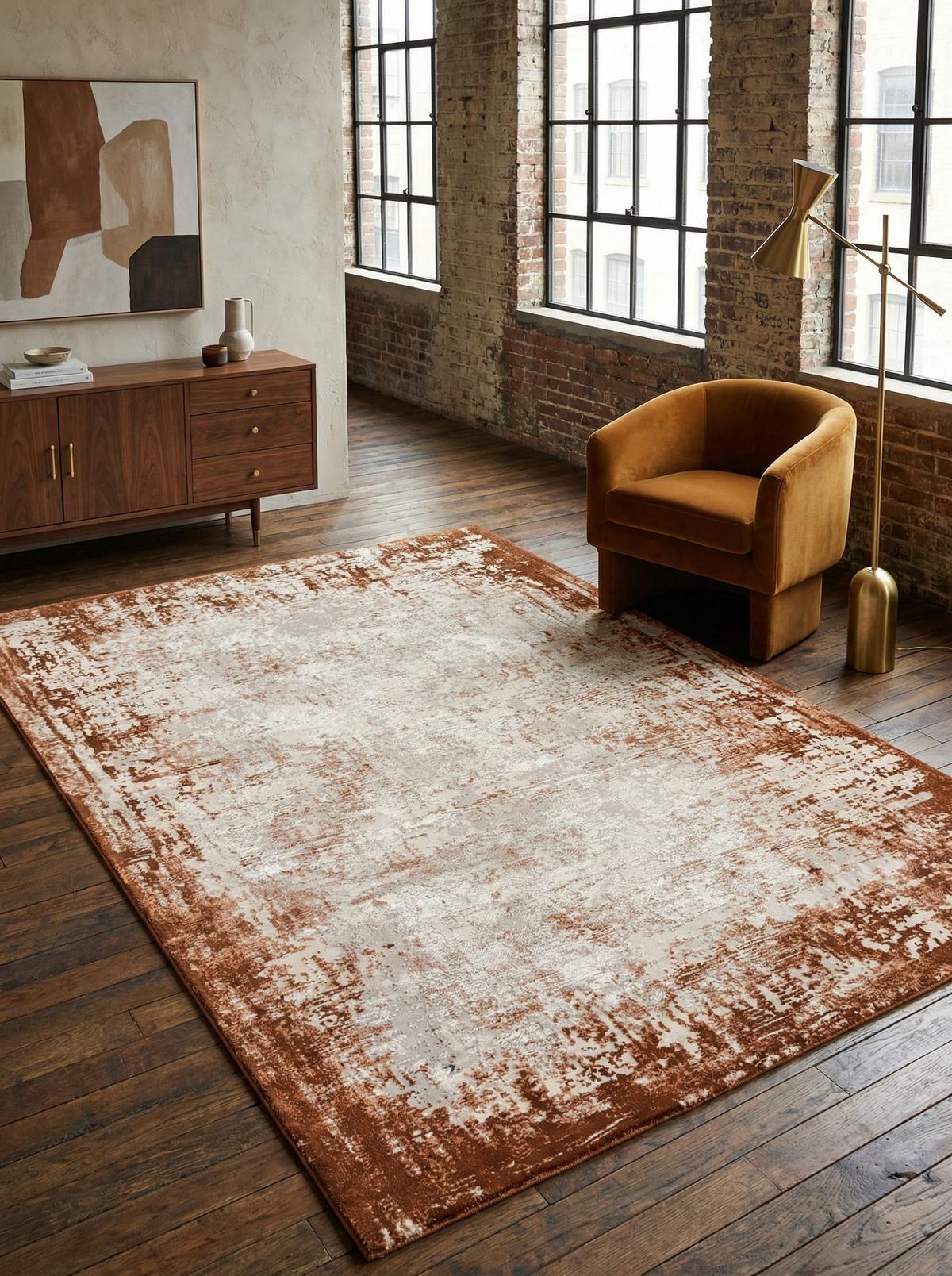 TEPPICH TIBER-Rieti, abstrakt, Terrakotta, 120 x 170 cm - Orange, Textil (170/120cm) - KADIMA DESIGN
