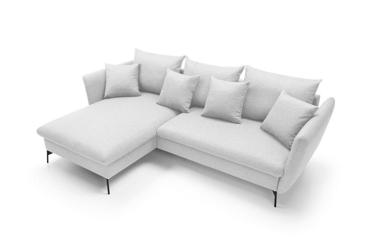 ECKSOFA FERRO Grau Geflochtener Stoff mit Schlaffunktion - Grau, Holz (258/167cm) - MASSENO