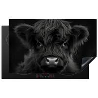 HERDABDECKPLATTE Scottish Highlander - Schwarz - Kalb - Kuh Ceranfeldabdeckung 85x52 cm - Schwarz, Kunststoff (85/52/0.2cm) - MuchoWow