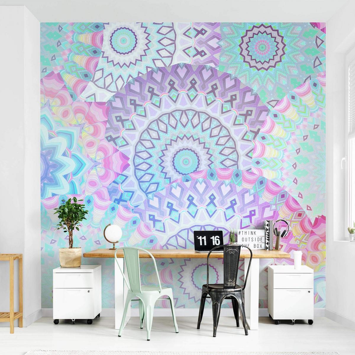 FOTOTAPETE Sommerträume Mandalas 192/192 cm - Multicolor, Papier (192/192cm) - Bilderwelten